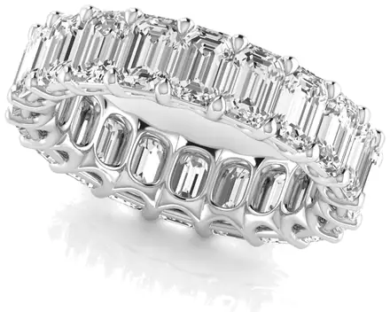 Emerald-cut diamond eternity band in white gold