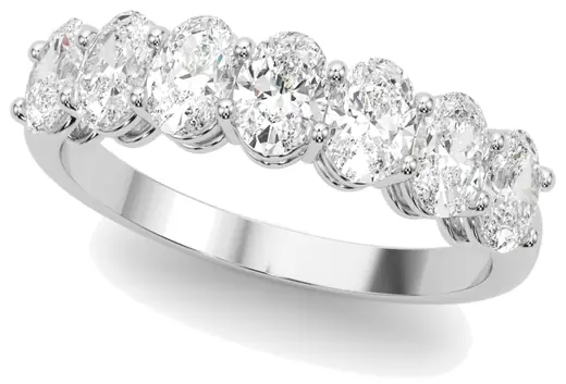 Oval diamond wedding band in white gold