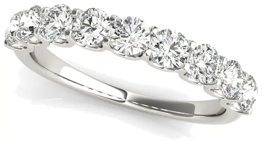 Round brilliant diamond wedding band in white gold
