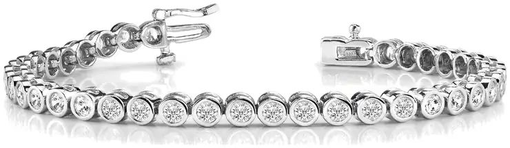 Bezel-set diamond tennis bracelet in white gold